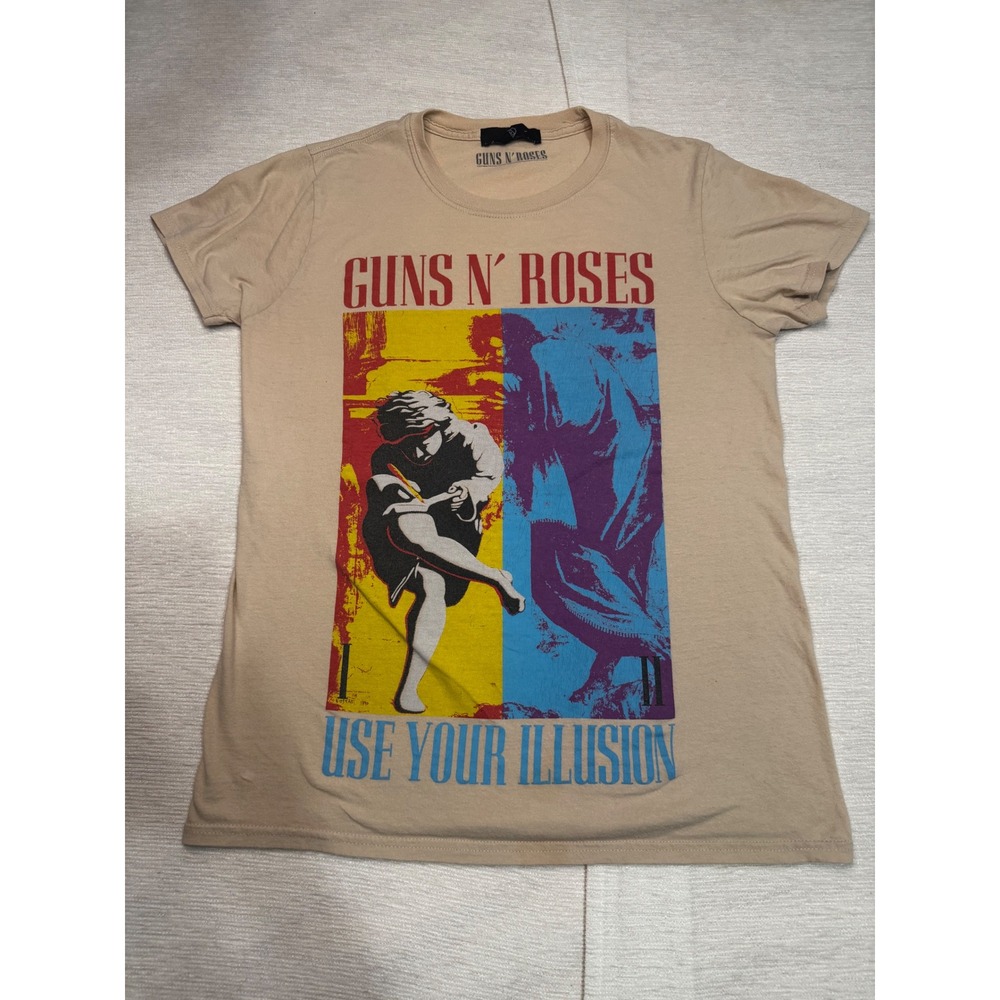 Missguided Guns N Roses Use Your Illusion Graphic Tee Tan Beige Small